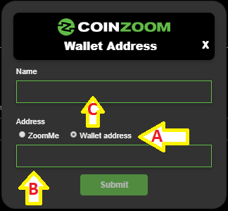 send Bitcoins through Coinzoom